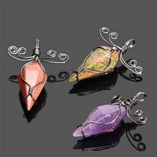 Retail 1pc  Natural stone  Hand-wrapped natural crystal hexagon pendant lucky pink amethysts 2024 - buy cheap