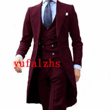 Traje de novio con un botón, traje de novio, Blazer (chaqueta + Pantalones + chaleco + corbata) B553, novedad 2024 - compra barato