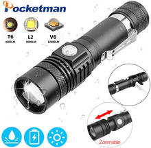 Super Bright Flashlight Led Torch 4 Modes T6/L2/V6 with USB power by 1*18650 battery Zoomable lantern bicycle light 2024 - buy cheap