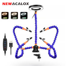 NEWACALOX Table Clamp Soldering Helping Hands Third Hand Tool Soldering Station USB 3X Illuminated Magnifier Welding Repair Tool 2024 - buy cheap