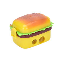 New Cute Plastic 2 Hole Hamburger Shape Pencil Sharpener Eraser Rubbers For Children Student School Stationary 2024 - buy cheap