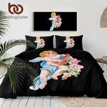 BeddingOutlet-Juego de ropa de cama bonito, colcha con estampado de Ángel y Lute, cubierta de edredón con flores de primavera, juego de cama de 3 piezas, colchas de acuarela, Día de San Valentín 2024 - compra barato