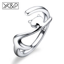 X & P простые модные регулируемые серебряные кольца с длинным хвостом в виде кошки милые кольца с животными для женщин Свадебные обручальные вечерние ювелирные изделия 2024 - купить недорого