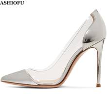 ASHIOFU Handmade New Ladies 10cm High Heel Pumps PVC Sexy Party Prom Dress Shoes Pointed-toe Evening Daily Wear Fashion Shoes 2024 - buy cheap