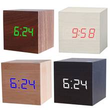 Wooden Square Alarm Clock Sound Control Digital Display Desktop Electronic Clocks USB/AAA Powered Alarm Clock Digital Clocks 2024 - buy cheap