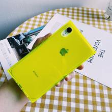 Fluorescent Bright Neon Color Geomerty Square Clear Soft Silicone TPU Case For iPhone SE 6 6s 7 8 Plus X XS XR 11 Pro Max Cover 2024 - buy cheap