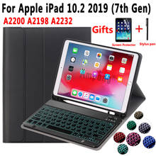 Чехол с клавиатурой с подсветкой для Apple iPad 10,2 2019 7 7-го 8-го поколения A2200 A2198 A2232, чехол с клавиатурой для iPad 10,2, 7 цветов 2024 - купить недорого