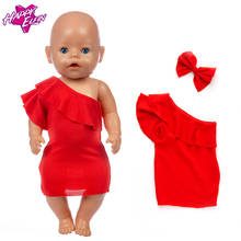 Vestido Rojo encantador, apto para muñeca bebé de 43cm y 17 pulgadas, ropa y accesorios, novedad 2024 - compra barato