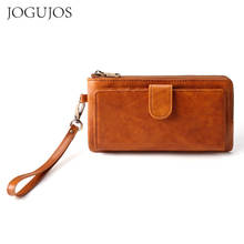JOGUJOS Fashion Women's Wallets Top Quality Coin Card Holder Female Zipper Genuine Leather Purse Long Classic Purse with strap 2024 - buy cheap