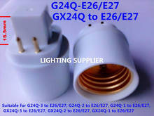 Adaptador, 2 pacotes, adaptador para lâmpada g24 a e27, 4p gx24 a e26/e27, conversor de base de lâmpada de 15.5mm, tamanhos diferentes, para e27