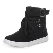 2019 Autumn Ladies Boots Casual Canvas Shoes Ladies Fiat Black And Gray Platform Shoes Ladies Boots 2024 - buy cheap