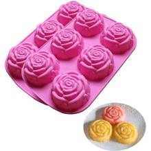 Moldes de gelatina de silicone com rosas, moldes de design de resina para bolo, chocolate, doces, 6 cavidades, faça você mesmo, moldes de argila de concreto para fondant 2024 - compre barato