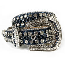 Cinturón con tachuelas occidental hecho a medida para hombres, cinturón ostentoso de vaquero con diamantes de imitación, Ceinture Femme 2024 - compra barato