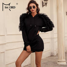 Missord Sexy Women Hooded Sweatshirt Casual Autumn Winter Hoodies Pullover Mesh Pure Black Long Sleeve Sweat Shirt  MM3164 2024 - buy cheap