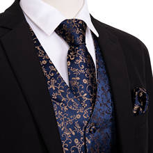 4PC Mens Extra Silk Vest Party Wedding Gold Paisley Floral Jacquard Waistcoat Vest Pocket Square Tie Suit Set Barry.Wang 2024 - buy cheap