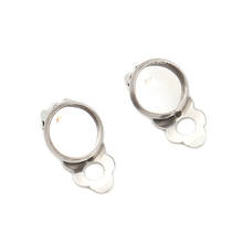 Women Non Piercing Clip-on Earrings 304 Stainless Steel  Round Shape Cabochon Settings (Fits 8mm Dia.) 18mm x 10mm, 10 PCs 2024 - buy cheap