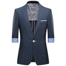 Fashion Summer Suit Blazer Men Casual Blazer 3/4 Sleeve Korean Slim Blazer Jacket Man Clothing 2024 - buy cheap