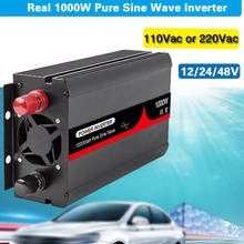 Inversor de corriente para coche, convertidor de cargador de onda sinusoidal pura de alta frecuencia, 1000W, DC12V a AC 220V 2024 - compra barato