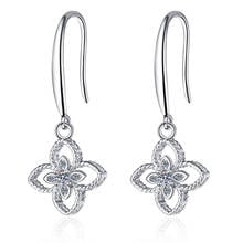 ANZIW Fashion 925 Sterling Silver Round Cut Moissanite Diamond Four Leaf Clover Hook Earring For Women Wedding Jewery 2024 - buy cheap