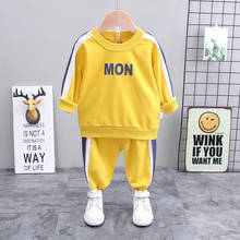 Spring Autumn Children Solid Clothes Suit Baby Boys Girls Long Sleeve Letter Tops Pants 2Pcs Sets Toddler Kids Active Tracksuits 2024 - buy cheap