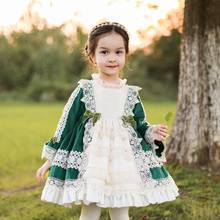 Miayii Baby Clothing Spanish Lolita Lace Bow Stitching Cute Velvet Ball Gown Birthday Party Easter Princess Dress For Girl Y3804 2024 - buy cheap