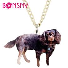 Bonsny-collar con colgante de perro Cavalier King Charles Spaniel, cadena de animales para mascotas, joyería para mujeres, niñas, niñas, regalo para niños, moda 2019 2024 - compra barato