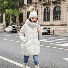 Casaco de inverno feminino com capuz, jaqueta quente, parka 90% para mulheres branco, pato grosso, abrigos femininos pph1404 2024 - compre barato