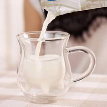 Креативная прозрачная двухслойная стеклянная чашка 300 мл, кружка для молока, стеклянная термостойкая чашка, вода, сок, молоко, чашка, питьевая кружка, посуда для напитков 2024 - купить недорого