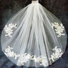Jieruize veu de noiva, véu de noiva curto com uma camada, branco marfim, aplique de renda, cristal, acessórios de noiva 2024 - compre barato