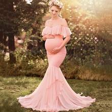 Mermaid Maternity Dresses For Photo Shoot Pregnant Women Pregnancy Dress Photography Props Sexy Off Shoulder Maxi Maternity Gown 2024 - buy cheap