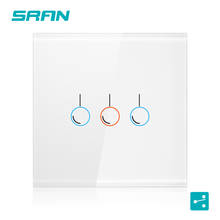 SRAN 20% скидка для 2, европейская Задняя стеклянная панель размером 86 мм * 86 мм со светодиодом, зеленый, 3 клавиши, 2 канала, сенсорный переключатель для лестницы и прерывания 2024 - купить недорого