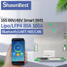Smart BMS 16s 48V LiFePo4 60v LiPo 80a 100a Support Bluetooth APP Lithium Battery Protection Board Balance Common Port PCM 2024 - buy cheap
