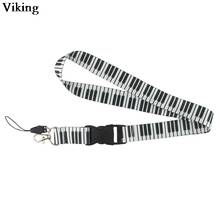 Piano Keyboard Print Lanyards For Key ID Card Phone Neck Strap Keychains USB badge Holder Black And White Hang Rope G0475 2024 - buy cheap