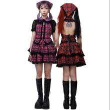 Japanese Harajuku Girls Red Plaid Pleated Skirt Punk Sweet Fashion Kawaii Lolita Cake Mini Skirts Cosplay Suit New 2024 - buy cheap