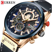 Curren-relógio de pulso azul esportivo masculino, de couro, moda militar, marca de luxo, com cronógrafo 2024 - compre barato