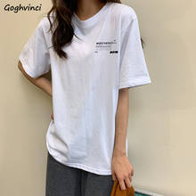 Camiseta feminina manga curta estampa casual, camiseta feminina folgada confortável estilo coreano simples fashion streetwear 2024 - compre barato