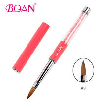BQAN Nail Art Brush #8 Pink Rhinestone & Metal Handle Nail Acrylic Brush Pure Kolinsky Sable Hair Nail Brush Tool 2024 - buy cheap