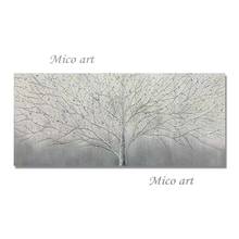 Modern Home Decor Heavy Textured Silver Tree Picture Pure Handmade Canvas Oil Painting Unframed Wall Art Dropshipping Artwork 2024 - buy cheap