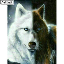 Completo animal quadrado 5d diy pintura de diamante lobo mosaico artesanato bordado de diamante decoração adesivo 3d 2024 - compre barato