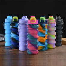 Botellas deportivas de silicona para hombre, taza de agua plegable de colores, tazas de café retráctiles portátiles para acampar al aire libre y escalar, 500ML 2024 - compra barato