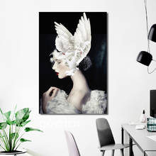 Graceful White Swan Girl Poster Fashionable Modern Canvas Painting Home Decoration Black And White Wall Picture 2024 - buy cheap