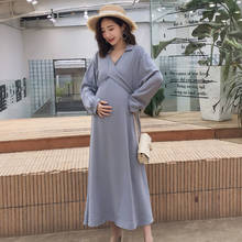 Fashion V neck Slim High Waist Maternity Maxi Long Dress  Elegant Clothes for Pregnant Women Spring Pregnancy Casual Clothing 2024 - buy cheap