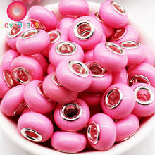 10pcs Big Hole Resin Muranos Rondelle Round Loose Beads Charms Fit Pandora Bracelet Snake Chain Spacer Beads Hair Beads Jewelry 2024 - buy cheap