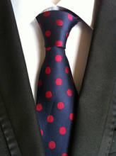 Lazos de cuello de lunares para hombre, nuevo diseño, azul oscuro con manchas rojas grandes, corbata 2024 - compra barato