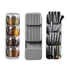 Kitchen Drawer Cutlery Storage Tray Knife Holder Spoon Forks Tableware Organizer Container for Spice Bottles Knifves Block Rack 2024 - купить недорого