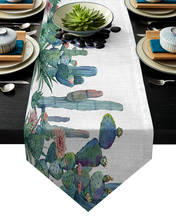 Watercolor Cactus Fresh Nordic Modern Table Runner For Wedding Party Chirstmas Cake Floral Tablecloth Home Decoration 2024 - buy cheap