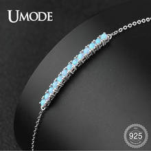 UMODE New Cute 925 Sterling Silver 3mm Round Blue Opal Charm Bracelet for Women Adjustable Link Chain Charm Jewelry Gift ULB0143 2024 - buy cheap