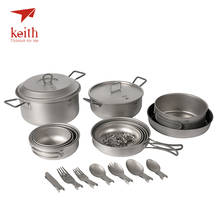 Keith Titanium Cooking Pots Bowls Large Outdoor Camping Set For 4-5 Person 21 Pcs In 1 Lot Picnic Cookware Tablewares Set Ti6201 2024 - buy cheap