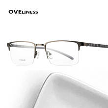 2020 quadrado liga de titânio óculos de olho quadro homens óculos ópticos miopia prescrição de vidro masculino metal metade screwless eyewear 2024 - compre barato