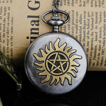 Exquisite Vintage Steampunk Yellow Pentagram Quartz Pocket Watch Chain Pendant Necklace Unique Men's Ladies Gift Clock Watch 2024 - buy cheap